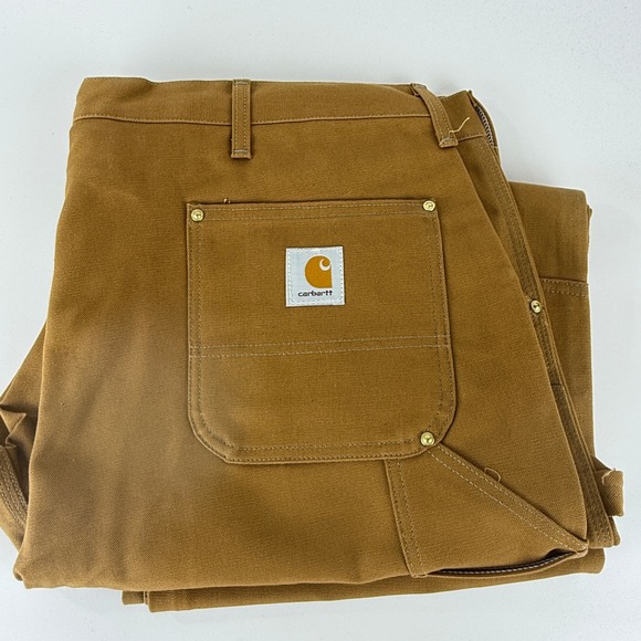 Carhartt 62W Double Front Work Dungaree Brown Duck Pants 48x32 USA NWT NOS - Picture 2 of 6